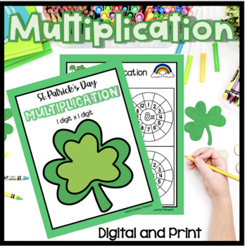Preview of St. Patrick's Day Multiplication Math Resource Digital and Print - NO PREP