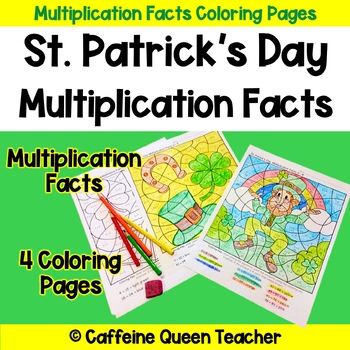 Preview of St. Patrick's Day Multiplication Facts Color By Code Activities