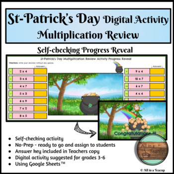 Preview of St-Patrick's Day Multiplication Review Digital Activity Progress Reveal