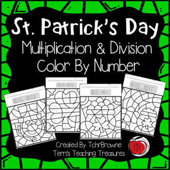 Preview of St. Patrick's Day Multiplication and Division Color by Number