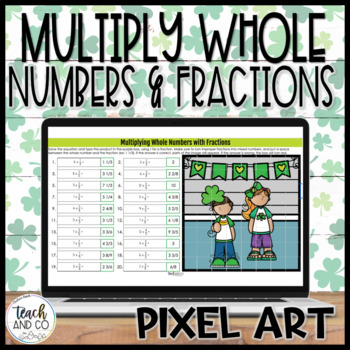 Preview of St. Patrick's Day Multiply Fractions Mystery Picture Pixel Art