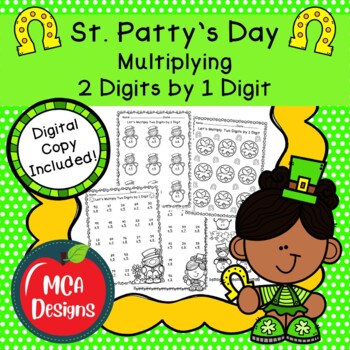 Preview of St. Patrick's Day Multiplying 2 Digits by 1 Digit