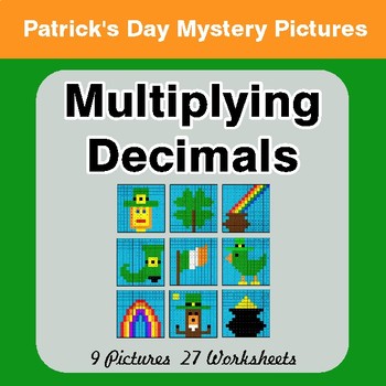 St Patrick's Day: Multiplying Decimals - Color-By-Number Math Mystery Pictures