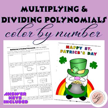 Preview of St. Patrick's Day Multiplying & Dividing Polynomials Color By Number