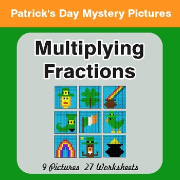 St. Patrick's Day: Multiplying Fractions - Color By Number Math Mystery Pictures