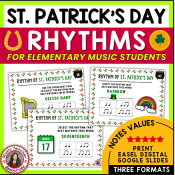 Preview of St. Patrick's Day Music Activities - Rhythm Worksheets - Elementary Music