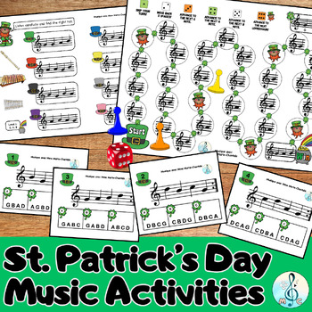 Preview of St. Patrick's Day Music Activities: games, centers, task cards (BAGCD)