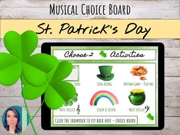 Preview of St. Patrick's Day Music Choice Board | 6 Musical Activities