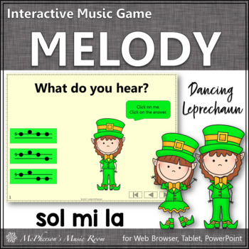 Preview of St. Patrick's Day Music: Sol Mi La Interactive Solfege Game {Dancing Leprechaun}