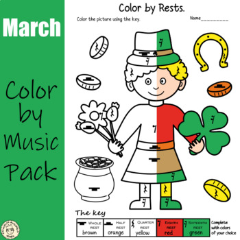 Preview of St. Patrick`s Day Music Theory Coloring Sheets