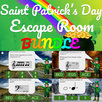 Preview of St. Patrick's Day Music Virtual Escape Room BUNDLE