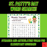 St. Patrick's Day Music Vocab Wordsearch! Dynamics & Artic
