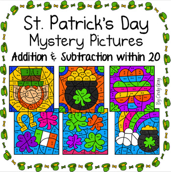 Preview of St. Patrick's Day Mystery Picture BUNDLE ~ Addition and Subtraction Within 20