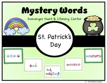 Preview of St. Patrick's Day Mystery Words -Scavenger Hunt and Literacy Center