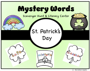 Preview of St. Patrick's Day Mystery Words Scavenger Hunt and Literacy Center