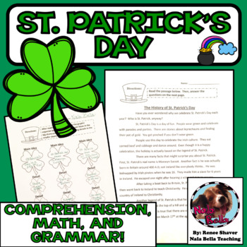 Preview of St. Patrick's Day NO PREP Math and Literacy Activities