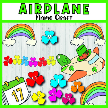 Preview of St Patrick's Day Name Craft, Airplane St Patrick's Day Name Craft template.