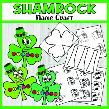 Preview of St Patrick's Day Name Craft, Shamrock Name Craft template, Clover Shamrock.