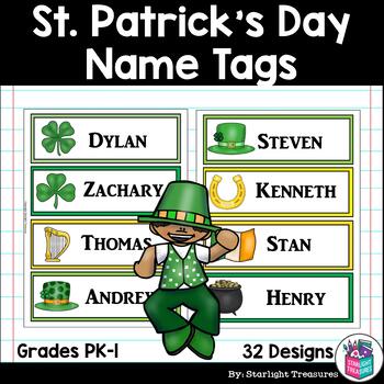 Preview of St. Patrick's Day Desk Name Tags - Editable