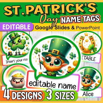 Preview of St Patrick's Day Name Tags Editable, Cubby Name Tags, Locker Labels Printable