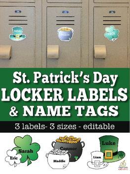 st patricks day name tags locker labels editable tpt