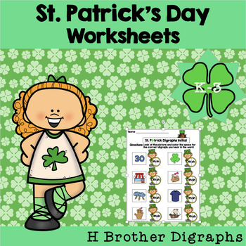 Preview of St. Patrick's Day No Prep Digraph /th/ /sh/ /ch/ /wh/ /ph/ Worksheet or Easel
