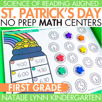 Preview of St. Patrick's Day No Prep Math Center Mats 1st Grade Math Centers for March