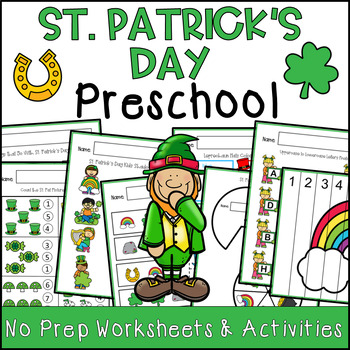 Preview of St. Patrick's Day No Prep Preschool Worksheets and Activities
