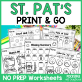 St. Patrick's Day No Prep Worksheets for Kindergarten Marc