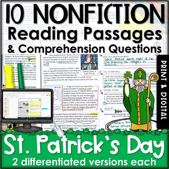 Preview of St. Patrick's Day Nonfiction Reading Comprehension Passages and Questions