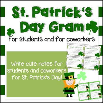 Preview of St Patrick's Day Gram for Classmates, Team, Coworkers