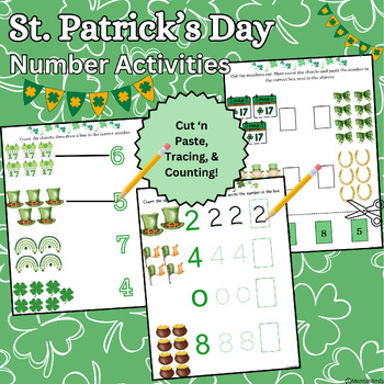 Preview of St. Patrick's Day Number Activities: Cut 'n Paste, Tracing, & Counting