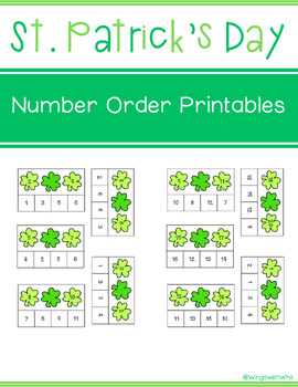 Preview of St. Patrick's Day Number Order Printables | Math Centers / Clip Cards