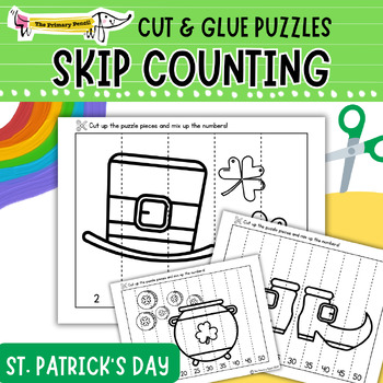 Preview of St. Patrick's Day Number Puzzle Math Center | Skip Counting 2's, 5's, & 10's