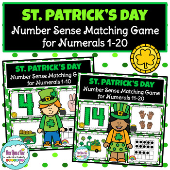 Preview of St. Patrick's Day Number Sense Matching Games for Numerals 1-20 | Math Centers