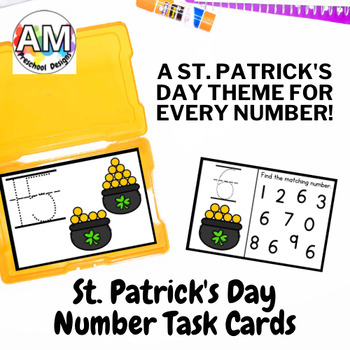 Preview of St. Patrick’s Day Numbers 0 - 20 Tracing Task Flashcards - number recognition