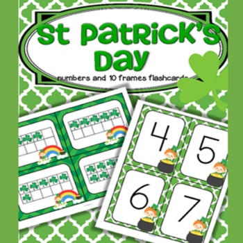 Preview of St. Patrick's Day Large Number Flashcards 0-20 plus 10-Frame Flashcards 0-20