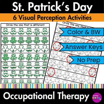 Preview of Occupational Therapy St. Patrick's Day Shamrock Visual Perception Activities