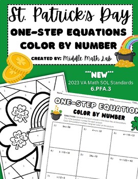 Preview of St. Patrick's Day One-Step Equations | Color by Number