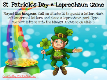 Preview of St. Patrick's Day Online Word Game - Leprechaun Hangman 