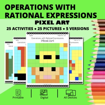 Preview of St. Patrick's Day: Operations with Rational Expressions Pixel Art Activity