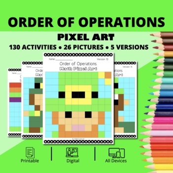Preview of St. Patrick's Day: Order of Operations Pixel Art Activity