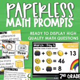 St. Patrick's Day PAPERLESS Math Prompts Morning Work Spir
