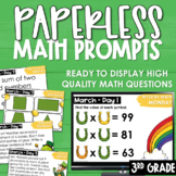 St. Patrick's Day PAPERLESS Math Prompts Spiral Review Mor