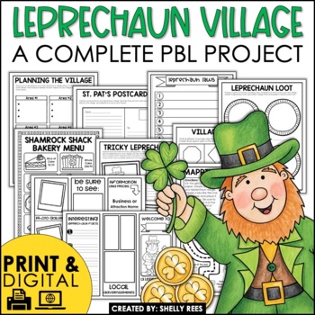 Preview of St. Patrick's Day PBL | Leprechaun Writing Prompt and Math Projects