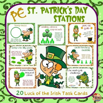 Preview of St. Patrick’s Day PE Stations- 20 "Luck of the Irish" Activity Cards