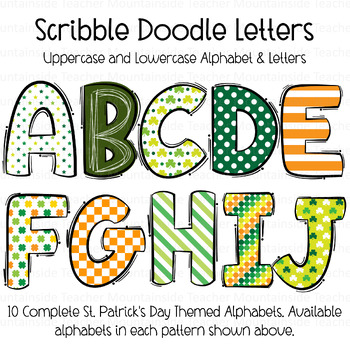 Preview of St. Patrick's Day PNG Doodle Alphabet | Bulletin Board Letters