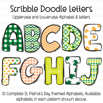 Preview of St. Patrick's Day PNG Doodle Alphabet | Bulletin Board Letters