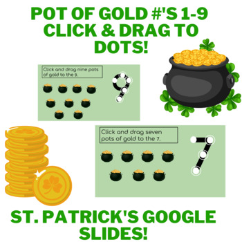 Preview of St. Patrick's Day POT OF GOLD Touch & Count Numbers 1-9. Math! Click & Drag