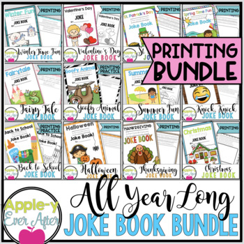 Preview of All Year Long PRINTING Practice Joke Book Bundle